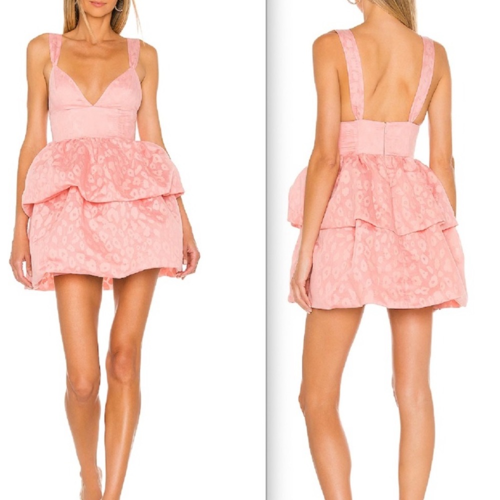 NBD + Revolve Rita Pink Blush Chiffon Dress with Bubble Hem - XS